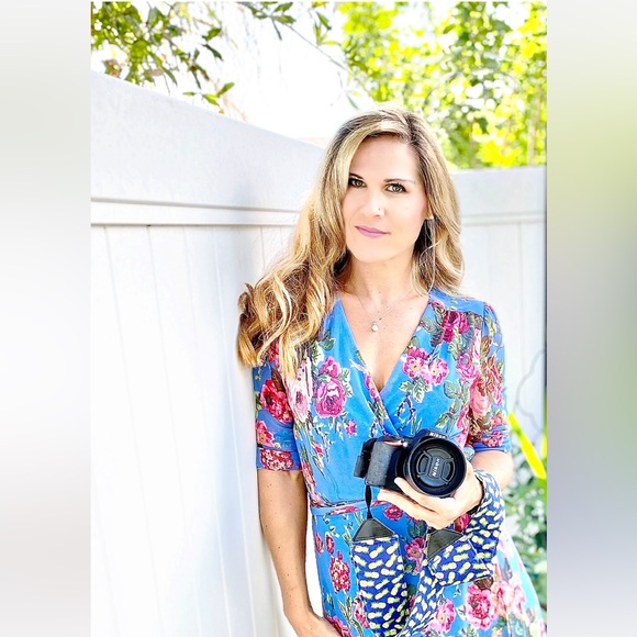 Beautiful Betsey Johnson Blue,pink,Red Floral Mesh Chiffon Wrap Maxi Dress US 8 - Picture 1 of 7